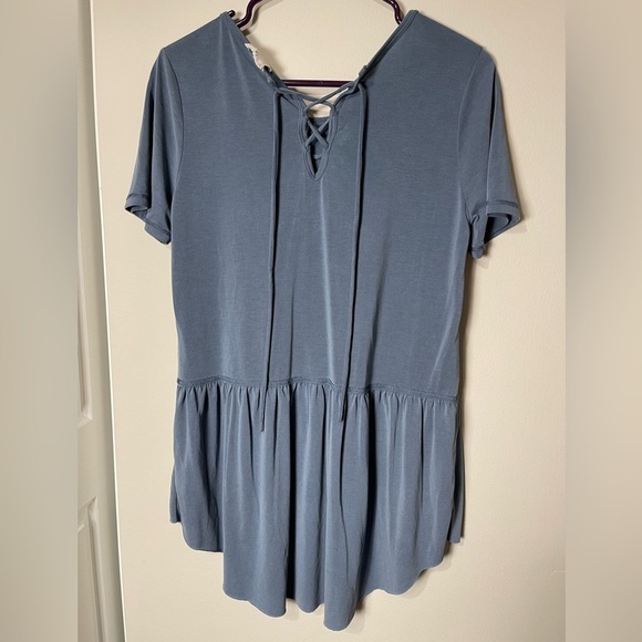 Mote NWOT Short Sleeve Hi-Low Peplum Blouse - Picture 5 of 8